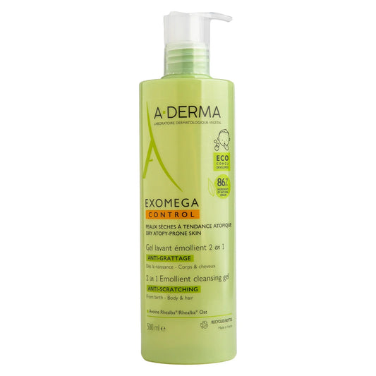 A-Derma Exomega Control 2-in-1 Emollient Cleansing Gel 500ml