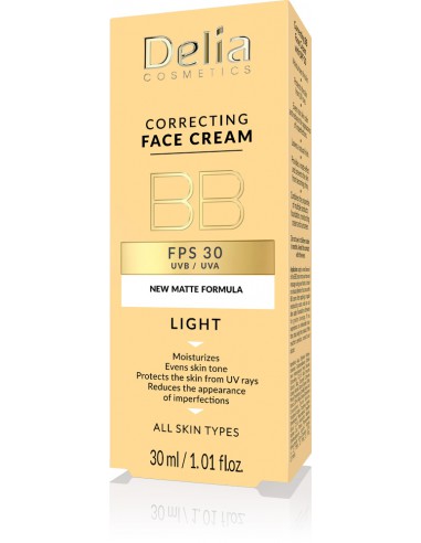 Delia Cosmetics – Correcting BB Face Cream SPF30 Light 30ml