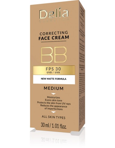 Delia Cosmetics – Correcting BB Face Cream SPF30 Medium 30ml