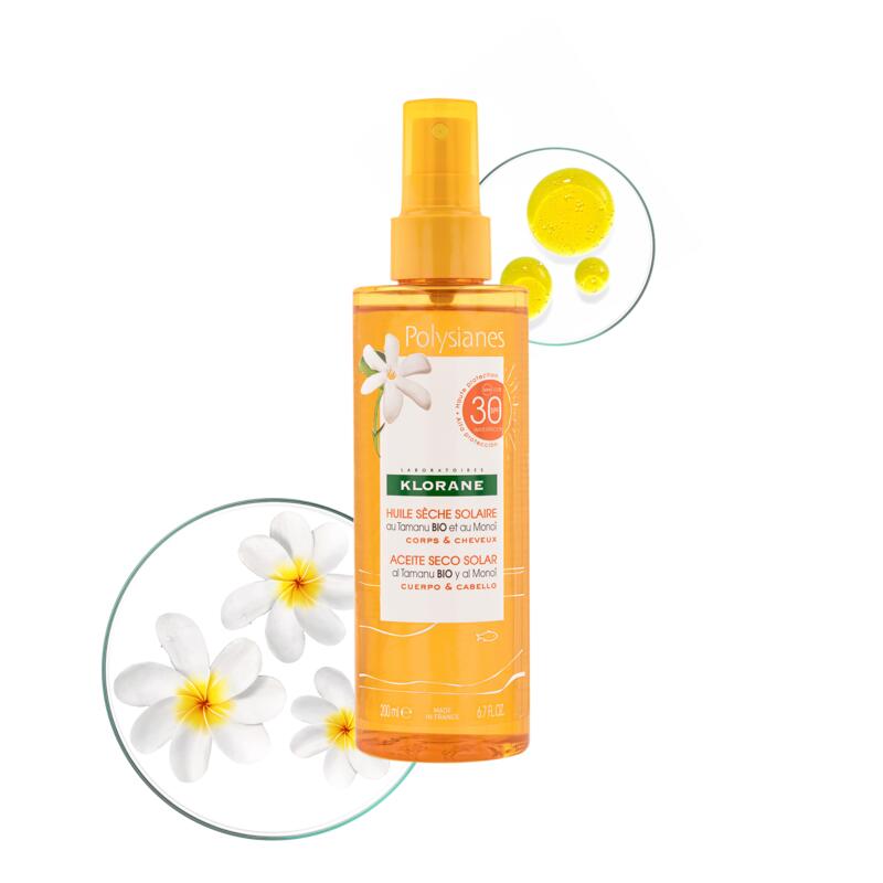 Klorane Polysianes Dry Sun Oil SPF 30 for Body & Hair 200ml
